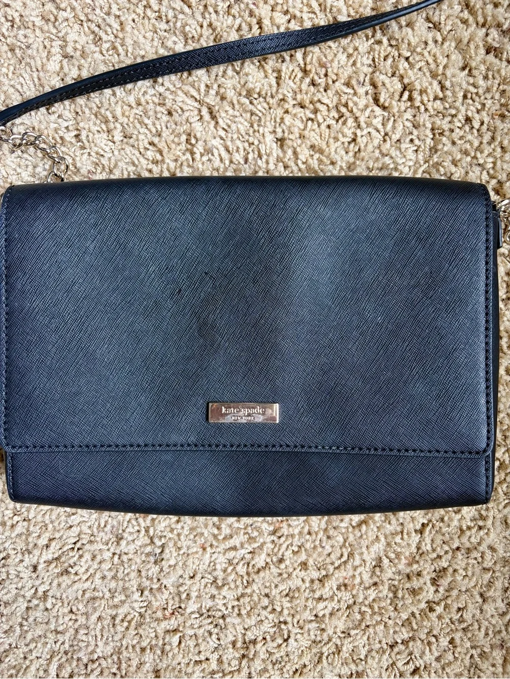 Kate Spade Leather Tilden Place Black Crossbody Bag with Gold Accents